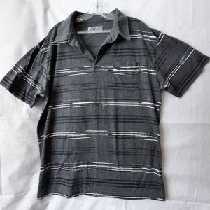 Ripzone Grey with White & Charcoal Striping Jersey Polo Shirt Men's XL